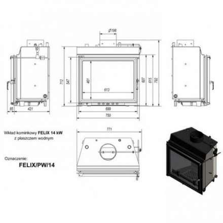 Каминная топка Kratki Felix/PW/14/W в Пинске