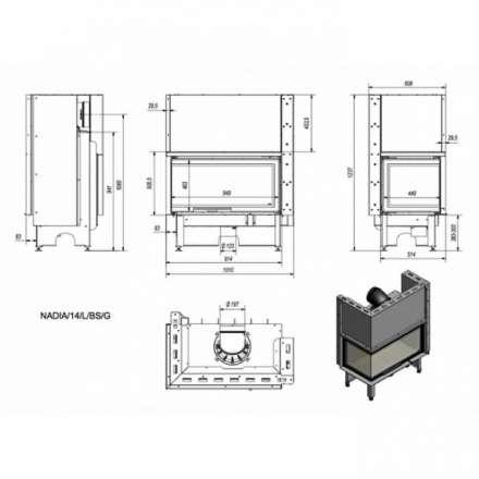 Каминная топка Kratki NADIA/14/L/BS/G в Пинске