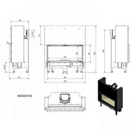 Каминная топка Kratki Nadia/14/G (гильотина) в Пинске