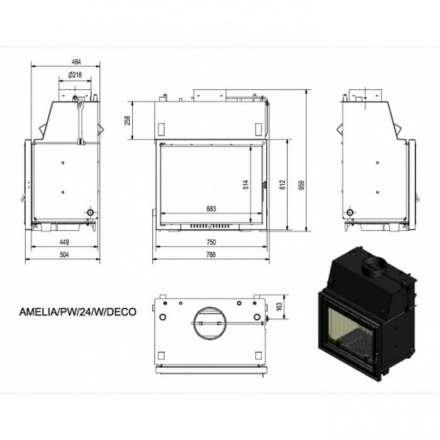 Каминная топка Kratki Amelia/PW/24/W/DECO (змеевик) в Пинске