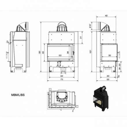 Каминная топка Kratki MBM/L/BS в Пинске