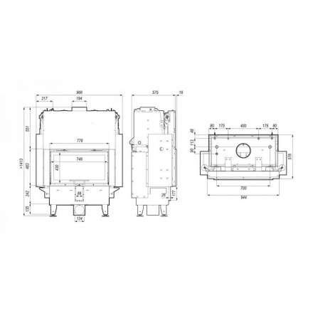 Каминная топка Defro Home RIVA ME G SHORT с водяным контуром и подъемом стекла вверх в Пинске