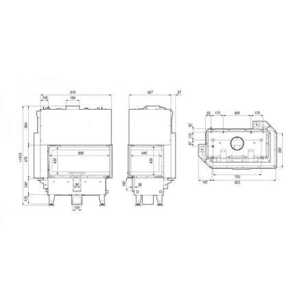 Каминная топка DEFRO HOME RIVA ME BL G SHORT угловая с водяным контуром и подъемом стекла вверх в Пинске