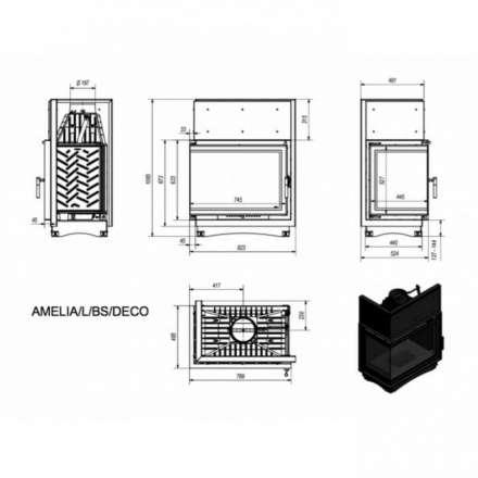 Каминная топка Kratki Amelia/L/BS/Deco в Пинске