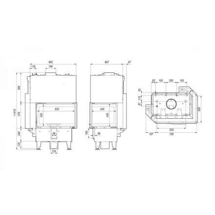 Каминная топка DEFRO HOME RIVA SM BL G SHORT угловая с водяным контуром и подъемом стекла вверх в Пинске
