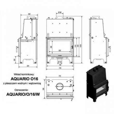 Каминная топка Kratki AQUARIO/O/16/PW/W в Пинске