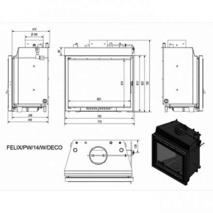 Каминная топка Kratki Felix/PW/14/W/DECO в Пинске