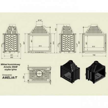 Каминная топка Kratki Amelia/T в Пинске