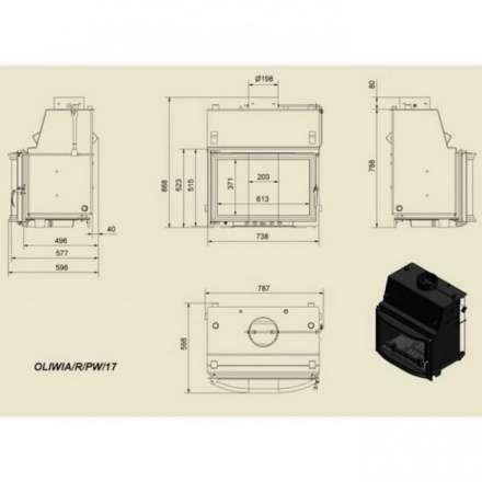 Каминная топка Kratki Oliwia/R/PW/17 в Пинске