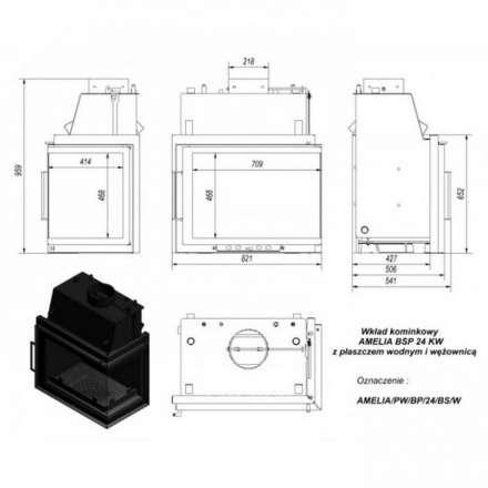 Каминная топка Kratki Amelia/PW/BP/24/BS/W в Пинске