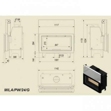 Каминная топка Kratki Mila/PW/24/G в Пинске