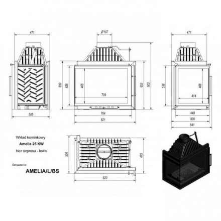 Каминная топка Kratki Amelia/L/BS в Пинске