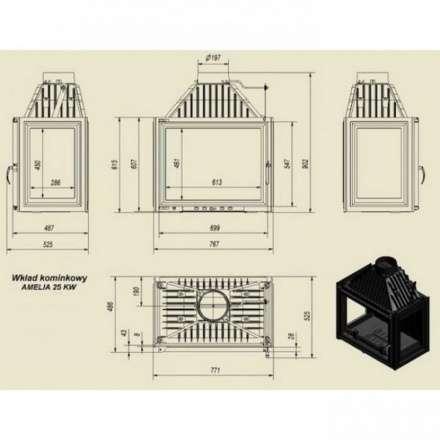 Каминная топка Kratki Amelia/LPT в Пинске