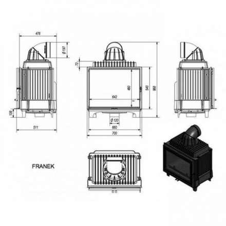Каминная топка Kratki FRANEK/12 в Пинске