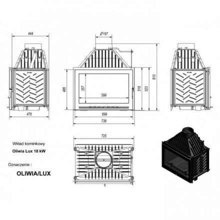 Каминная топка Kratki Oliwia/LUX в Пинске