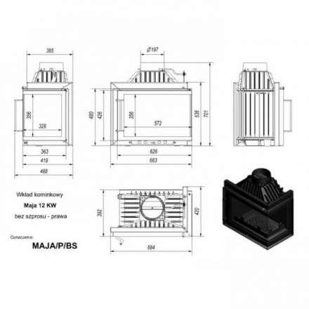 Каминная топка Kratki Maja/PW/12/G в Пинске