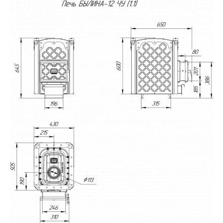 Печь для бани Теплодар Былина-12 ЧУ (1.1) в Пинске